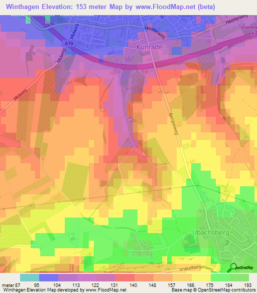Winthagen,Netherlands Elevation Map