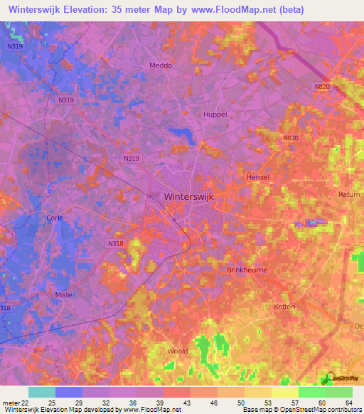 Winterswijk,Netherlands Elevation Map