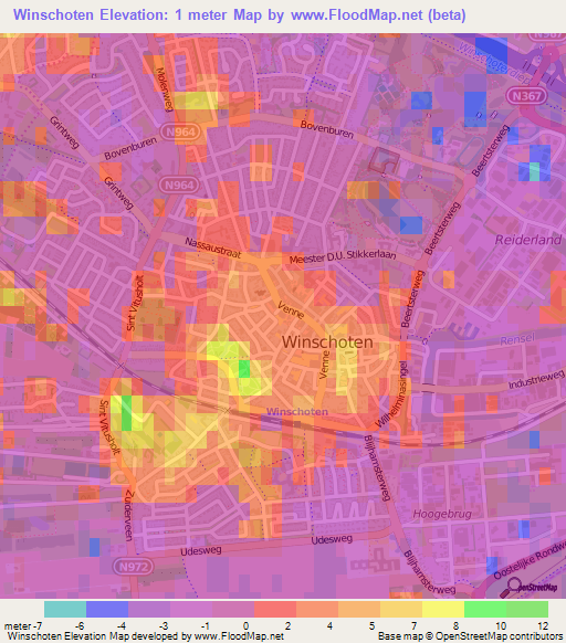 Winschoten,Netherlands Elevation Map
