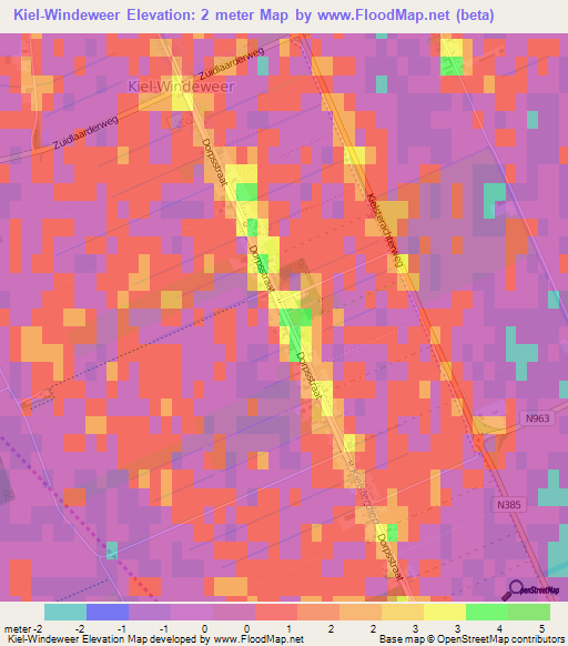 Kiel-Windeweer,Netherlands Elevation Map