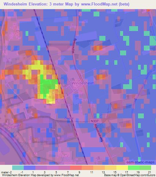 Windesheim,Netherlands Elevation Map