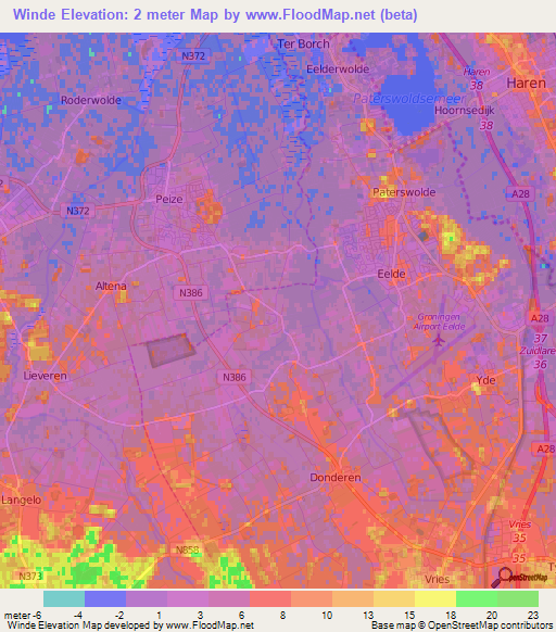 Winde,Netherlands Elevation Map