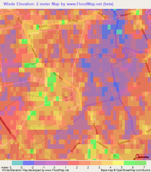 Winde,Netherlands Elevation Map