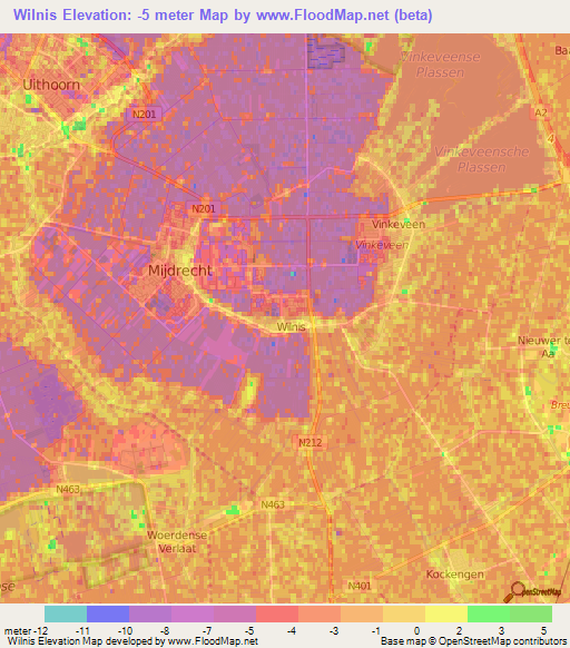 Wilnis,Netherlands Elevation Map