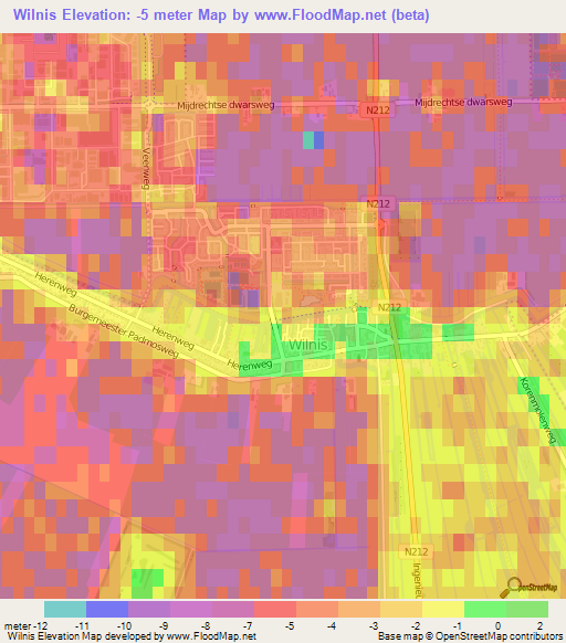 Wilnis,Netherlands Elevation Map