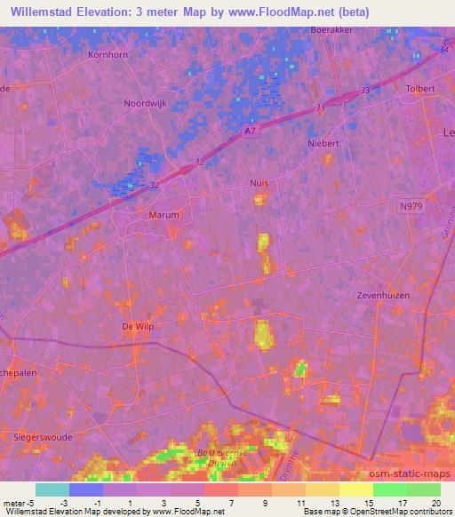 Willemstad,Netherlands Elevation Map