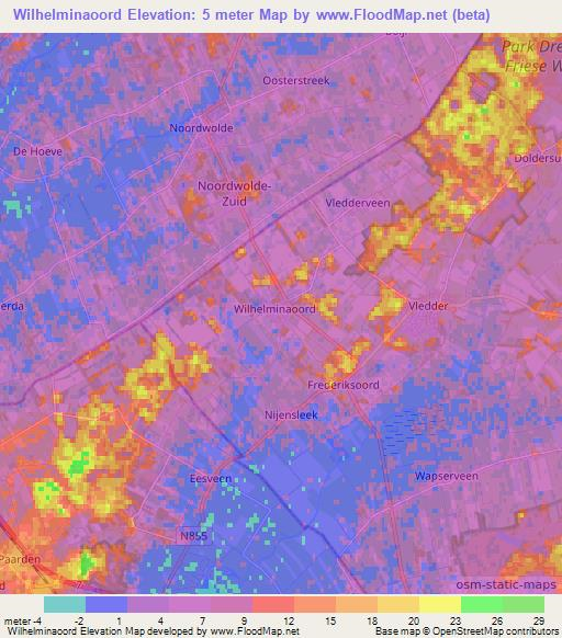 Wilhelminaoord,Netherlands Elevation Map