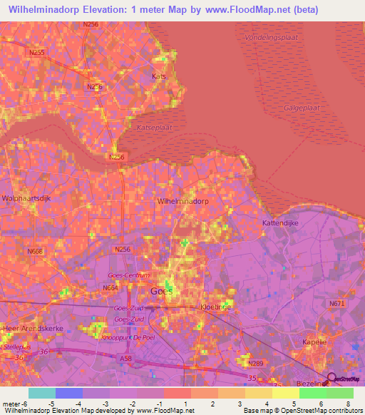 Wilhelminadorp,Netherlands Elevation Map