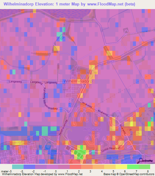 Wilhelminadorp,Netherlands Elevation Map