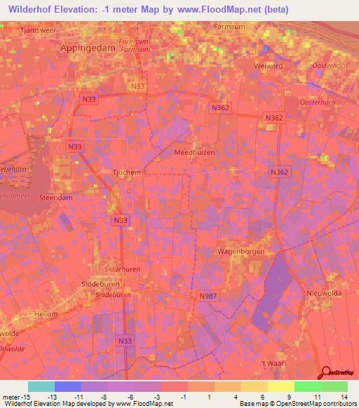 Wilderhof,Netherlands Elevation Map