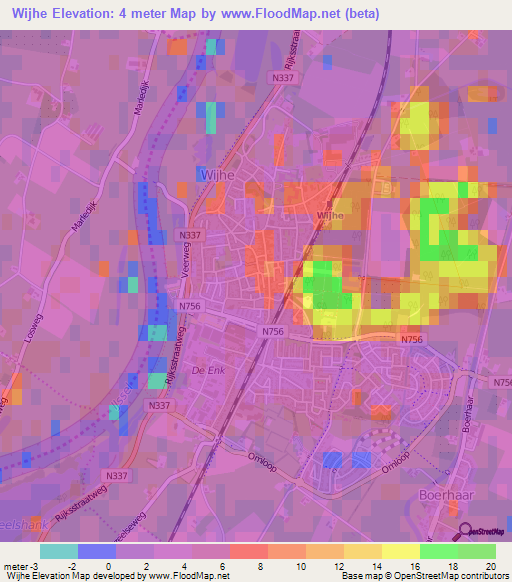Wijhe,Netherlands Elevation Map