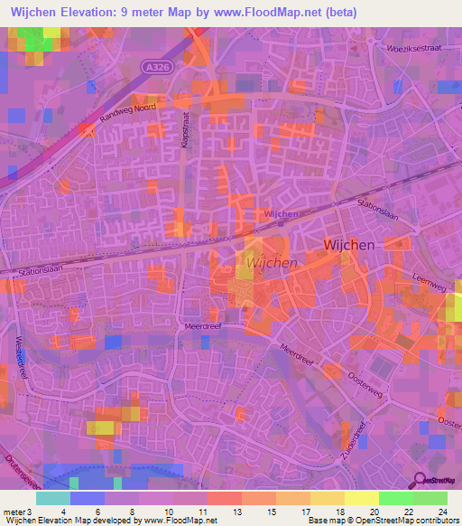 Wijchen,Netherlands Elevation Map