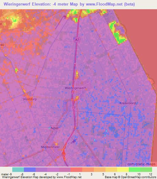 Wieringerwerf,Netherlands Elevation Map