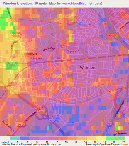 Wierden,Netherlands Elevation Map