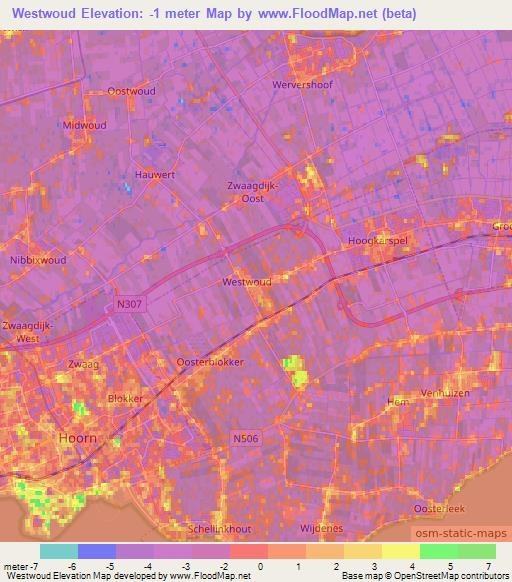 Westwoud,Netherlands Elevation Map