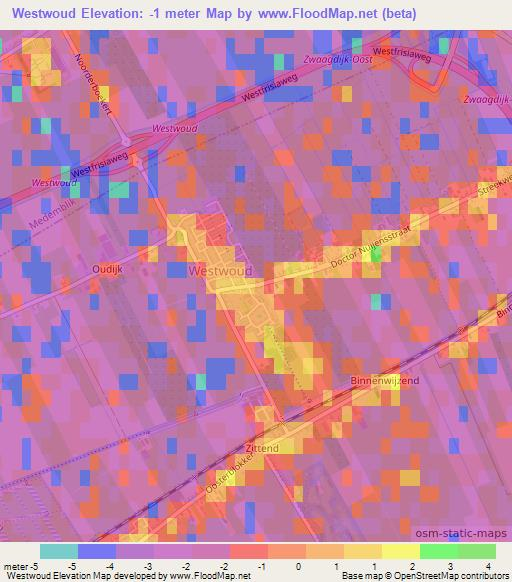 Westwoud,Netherlands Elevation Map