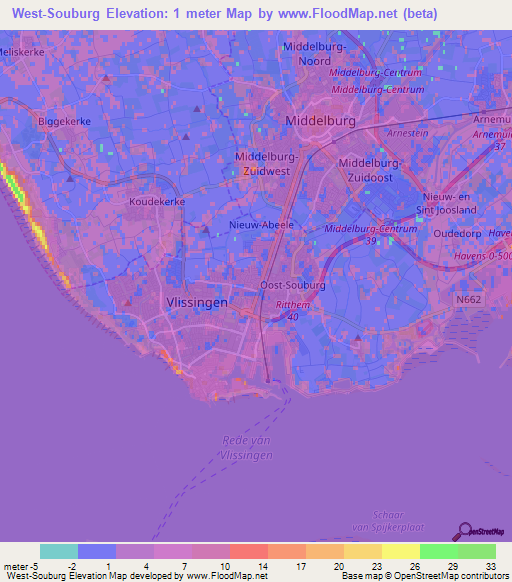 West-Souburg,Netherlands Elevation Map