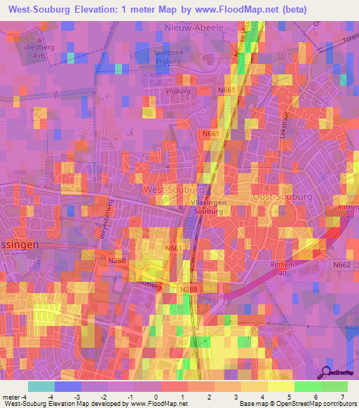 West-Souburg,Netherlands Elevation Map