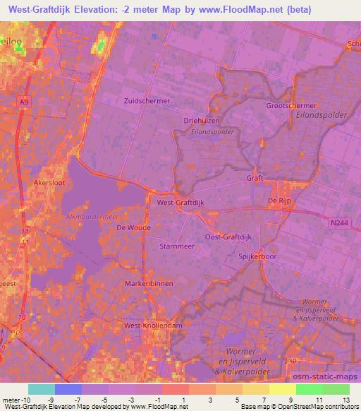 West-Graftdijk,Netherlands Elevation Map