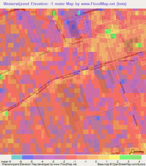 Westerwijzend,Netherlands Elevation Map