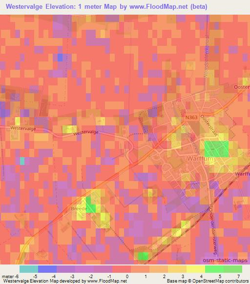 Westervalge,Netherlands Elevation Map
