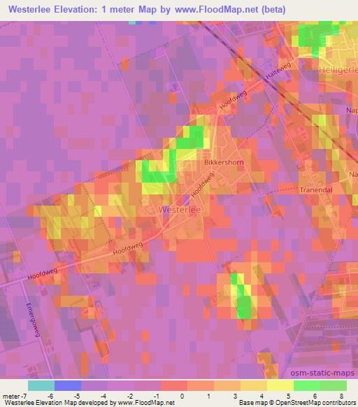 Westerlee,Netherlands Elevation Map