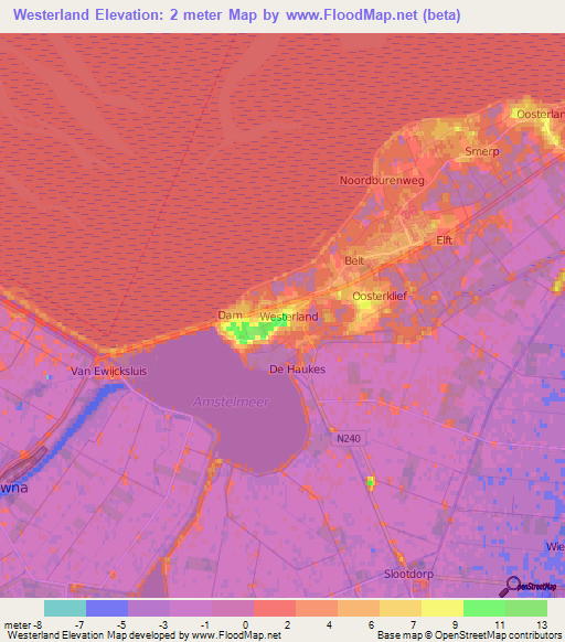 Westerland,Netherlands Elevation Map