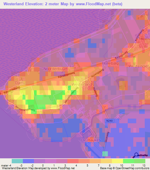 Westerland,Netherlands Elevation Map