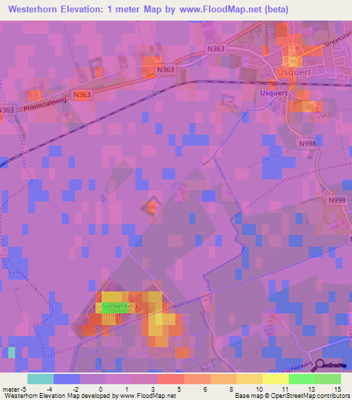 Westerhorn,Netherlands Elevation Map