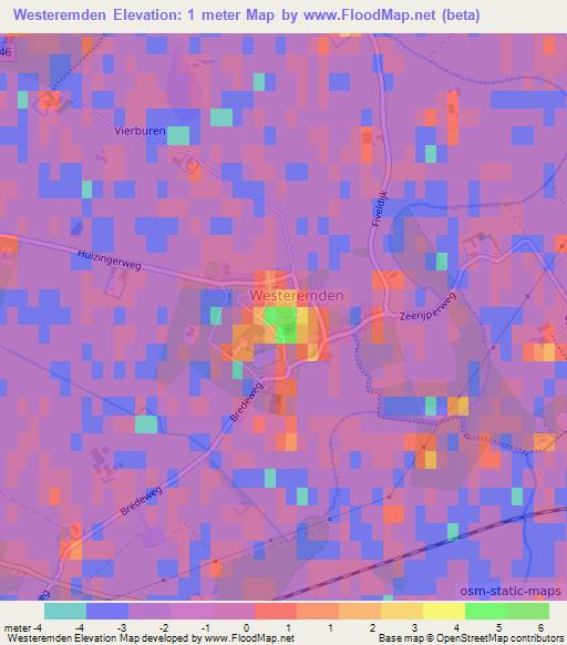 Westeremden,Netherlands Elevation Map