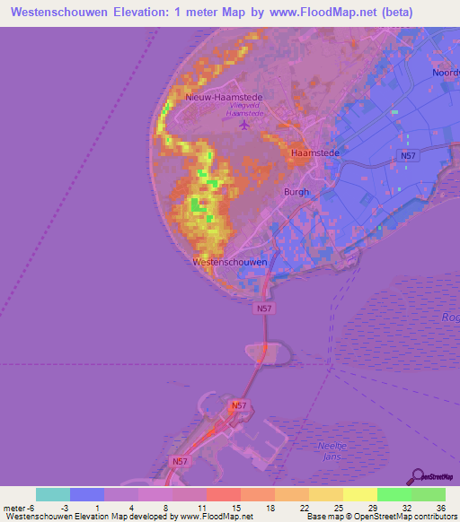 Westenschouwen,Netherlands Elevation Map