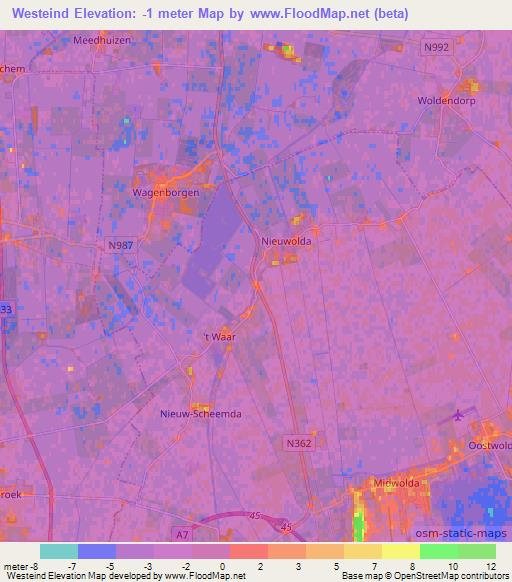Westeind,Netherlands Elevation Map