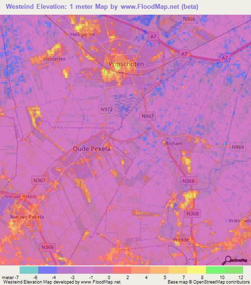 Westeind,Netherlands Elevation Map