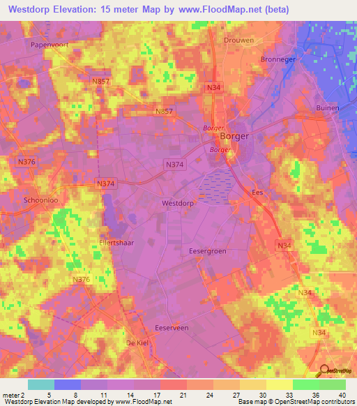 Westdorp,Netherlands Elevation Map