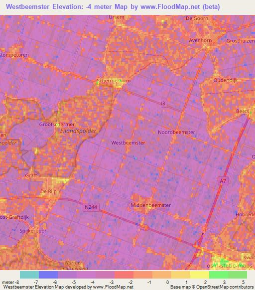 Westbeemster,Netherlands Elevation Map