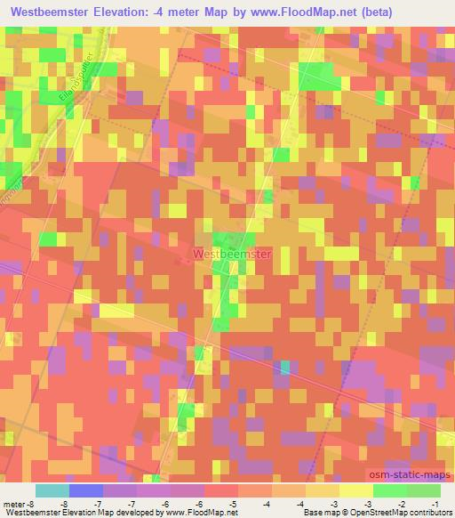Westbeemster,Netherlands Elevation Map