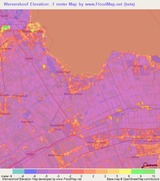 Wervershoof,Netherlands Elevation Map
