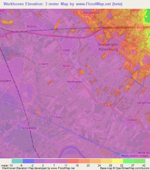 Werkhoven,Netherlands Elevation Map