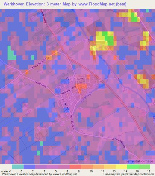 Werkhoven,Netherlands Elevation Map