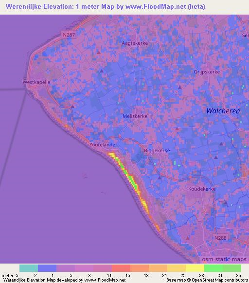 Werendijke,Netherlands Elevation Map