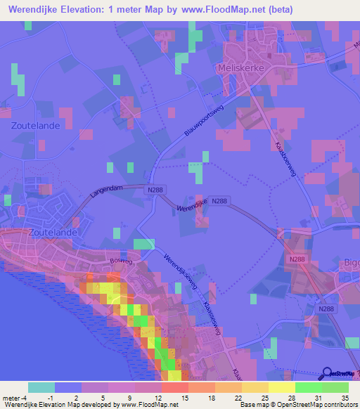 Werendijke,Netherlands Elevation Map