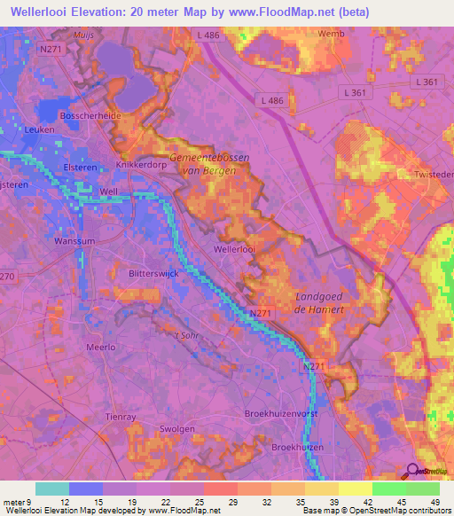 Wellerlooi,Netherlands Elevation Map