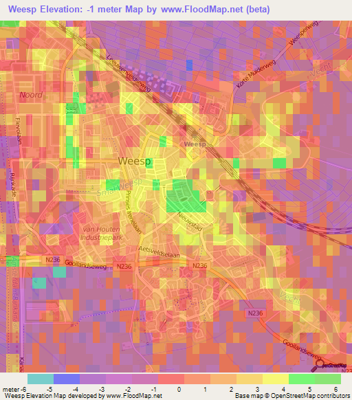 Weesp,Netherlands Elevation Map