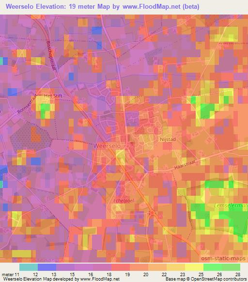 Weerselo,Netherlands Elevation Map