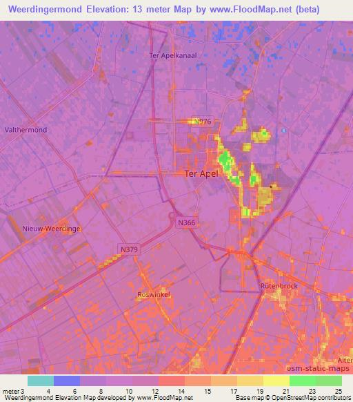 Weerdingermond,Netherlands Elevation Map