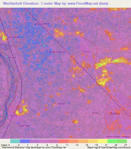 Wechterholt,Netherlands Elevation Map