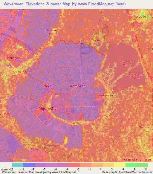 Waverveen,Netherlands Elevation Map
