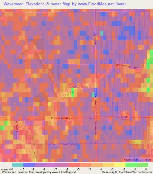 Waverveen,Netherlands Elevation Map