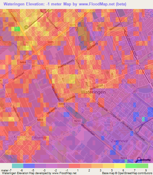 Wateringen,Netherlands Elevation Map