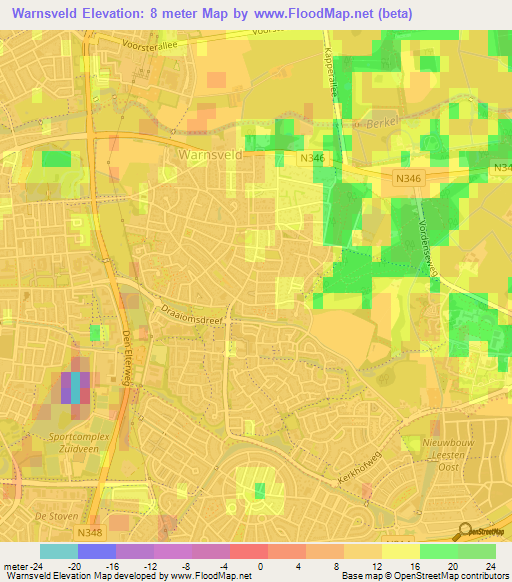 Warnsveld,Netherlands Elevation Map